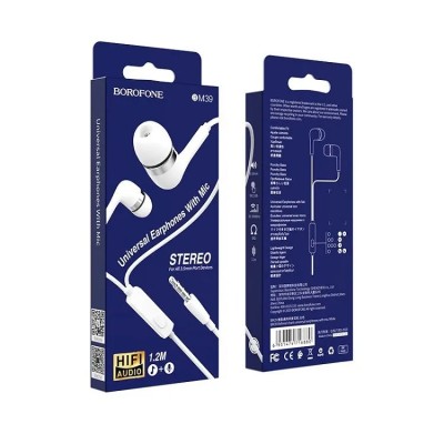 Гарнитура "3,5 мм" Jack Borofone BM39 (вакуумные) Белый