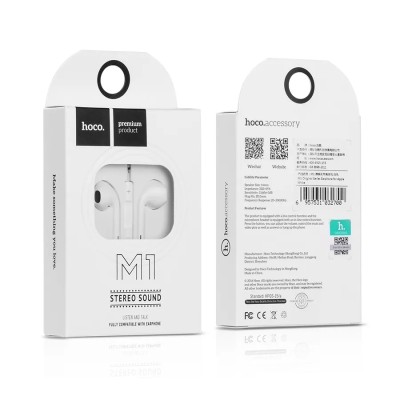 Гарнитура "3,5 мм" Jack Hoco M1 (вкладыши) Белый