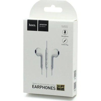Гарнитура "3,5 мм" Jack Hoco M55 (вкладыши) Белый