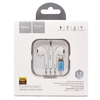 Гарнитура Lightning Hoco L7 Plus (вкладыши) Белый