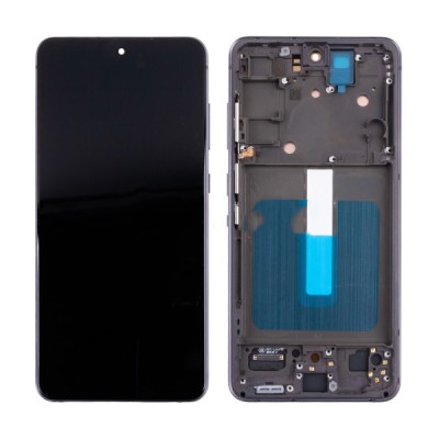 Дисплей для Samsung G990B Galaxy S21 FE модуль с рамкой Серый - (OLED) (Full Size)