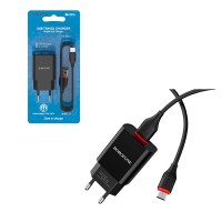 Сетевое зарядное устройство USB Borofone BA20A (10.5W, кабель Lightning) Черный