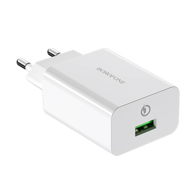 Сетевое зарядное устройство USB Borofone BA21A (18W, QС3.0) Белый