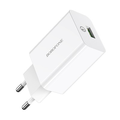 Сетевое зарядное устройство USB Borofone BA21A (18W, QС3.0) Белый