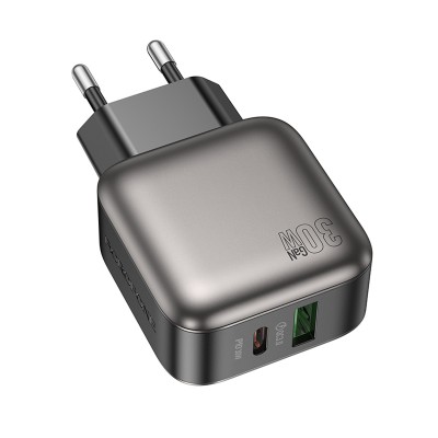 Сетевое зарядное устройство USB/Type-C Borofone BAS55A (30W, QС3.0, PD, 2 порта) Черный