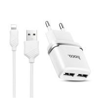 Сетевое зарядное устройство USB Hoco C12 (12W, 2 порта) Белый