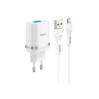 Сетевое зарядное устройство USB Hoco C12Q (18W, QС3.0, кабель MicroUSB) Белый