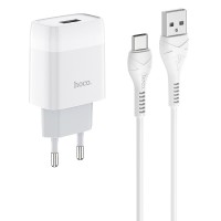 Сетевое зарядное устройство USB Hoco C72A (10.5W, кабель Type-C) Белый