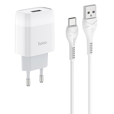 Сетевое зарядное устройство USB Hoco C72A (10.5W, кабель Type-C) Белый