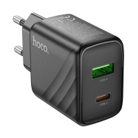 Сетевое зарядное устройство USB/Type-C Hoco CS23A (30W, QC3.0, PD, 2 порта) Черный