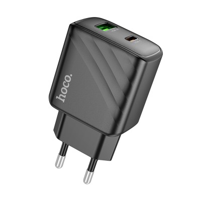 Сетевое зарядное устройство USB/Type-C Hoco CS23A (30W, QC3.0, PD, 2 порта) Черный
