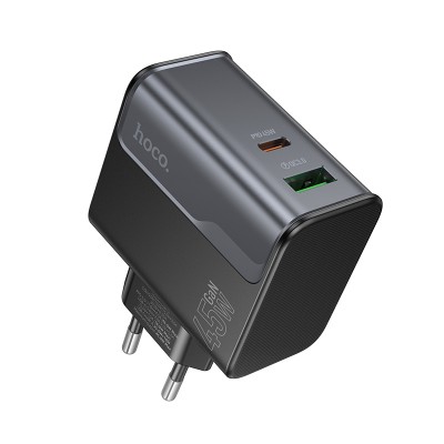 Сетевое зарядное устройство USB/Type-C Hoco CS74A (45W, QC3.0, PD, 2 порта) Черный