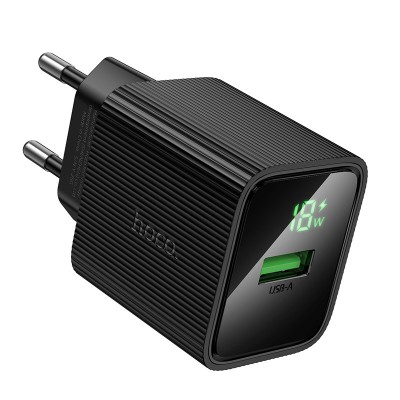 Сетевое зарядное устройство USB Hoco CS81A (18W, QС3.0, с дисплеем) Черный
