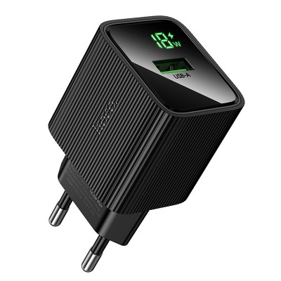 Сетевое зарядное устройство USB Hoco CS81A (18W, QС3.0, с дисплеем) Черный
