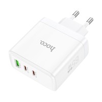 Сетевое зарядное устройство USB/Type-C Hoco N30 (65W, QС3.0, PD, 3 порта, GaN) Белый