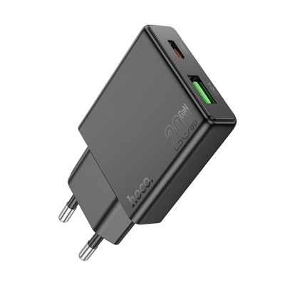 Сетевое зарядное устройство USB/Type-C Hoco N38 (20W, QC3.0, PD, 2 порта) Черный