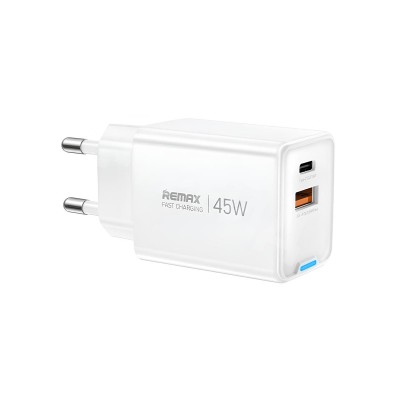 Сетевое зарядное устройство USB/Type-C Remax CA05 (45W, QC4.0, PD, 2 порта, GaN) Белый