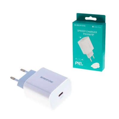 Сетевое зарядное устройство Type-C Borofone BA38A Plus (20W, PD) Белый