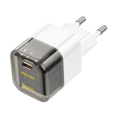 Сетевое зарядное устройство Type-C Hoco C125A (20W, PD, прозрачный) Черный