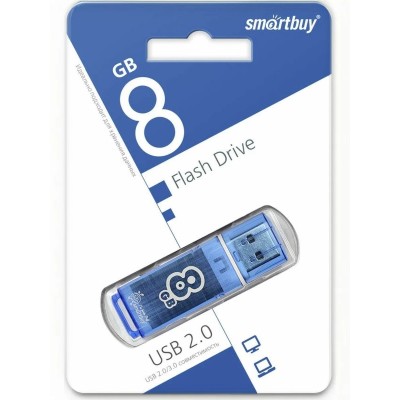 USB-флеш (USB 2.0) 8GB Smartbuy Glossy Синий