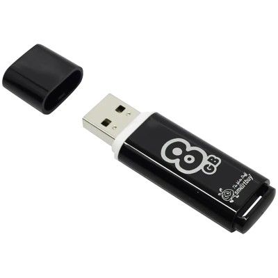 USB-флеш (USB 2.0) 8GB Smartbuy Glossy Черный