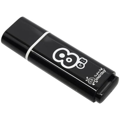 USB-флеш (USB 2.0) 8GB Smartbuy Glossy Черный