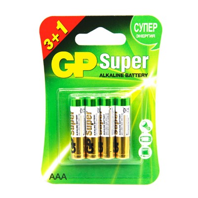 Батарейка AAA LR03 GP Super Alkaline 1.5V (4 шт. в блистере)