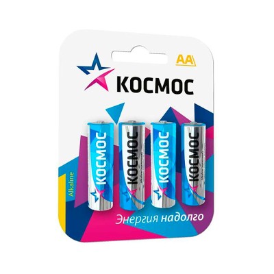 Батарейка AA LR6 Космос Alkaline 1.5V (4 шт. в блистере)
