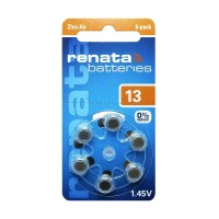Батарейка ZA13 Renata Zinc Air 1.45V для слуховых аппаратов (6 шт. в блистере)