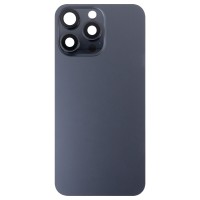 Задняя крышка для Apple iPhone 15 Pro Max в сборе со стеклом камеры (черная) (стекло, логотип) - Премиум Задняя крышка для Apple iPhone 15 Pro Max в сборе со стеклом камеры (черная) (стекло, логотип) - Премиум
