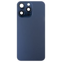 Задняя крышка для Apple iPhone 15 Pro Max в сборе со стеклом камеры (синяя) (стекло, логотип) - Премиум Задняя крышка для Apple iPhone 15 Pro Max в сборе со стеклом камеры (синяя) (стекло, логотип) - Премиум