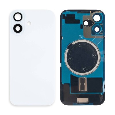 Задняя крышка для Apple iPhone 17 в сборе со стеклом камеры Белый (стекло, логотип) - Премиум