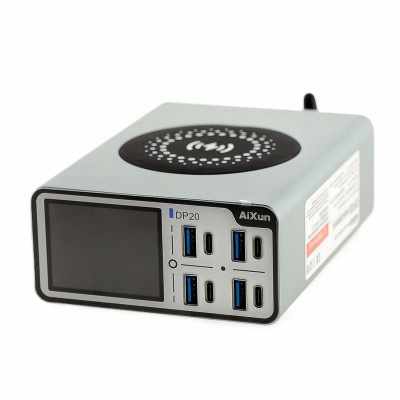 Зарядная станция Aixun DP20 (200W, 8 портов 4USB-QC3.0/4Type-C-PD, Qi 15W, LCD)