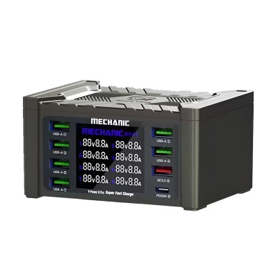 Зарядная станция Mechanic V-Power 8 Pro (110W, 8 портов 6USB/USB-QC3.0/Type-C-PD, Qi 15W)