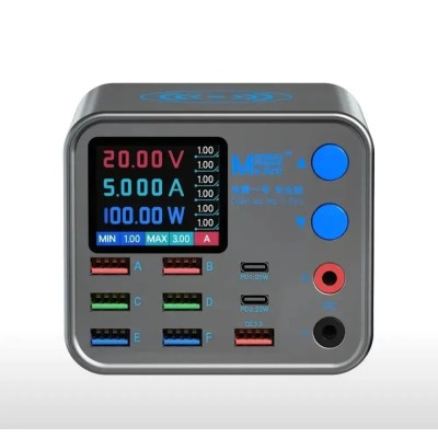Зарядная станция MaAnt DianBa No.1 Pro (200W, 9 портов, 6USB/USB-QC/2Type-C-PD, Qi 10W, LCD)