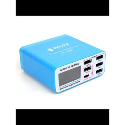 Зарядная станция Relife RL-304P (40W, 6 портов 4USB/1USB QC3.0/1Type-C PD, LCD)