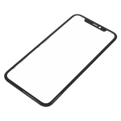 Стекло модуля для Apple iPhone 11 в сборе с рамкой и OCA пленкой Черный - OR (Mitsubishi)