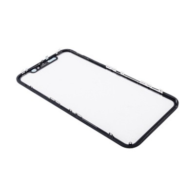 Стекло модуля для Apple iPhone 11 в сборе с рамкой и OCA пленкой Черный - OR (Mitsubishi)