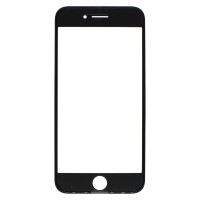 Стекло модуля для Apple iPhone 7 в сборе с рамкой и OCA пленкой Черный - OR (Mitsubishi)