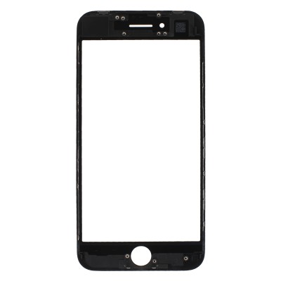 Стекло модуля для Apple iPhone SE (2020) в сборе с рамкой и OCA пленкой Черный - OR (Mitsubishi)