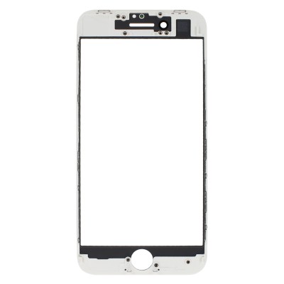 Стекло модуля для Apple iPhone 8 в сборе с рамкой и OCA пленкой Белый - OR (Mitsubishi)