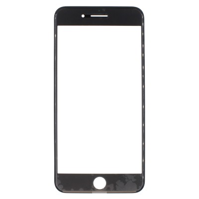 Стекло модуля для Apple iPhone 8 Plus в сборе с рамкой и OCA пленкой Черный - OR (Mitsubishi)