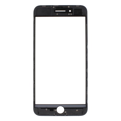 Стекло модуля для Apple iPhone 8 Plus в сборе с рамкой и OCA пленкой Черный - OR (Mitsubishi)