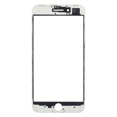 Стекло модуля для Apple iPhone 8 Plus в сборе с рамкой и OCA пленкой Белый - OR (Mitsubishi)