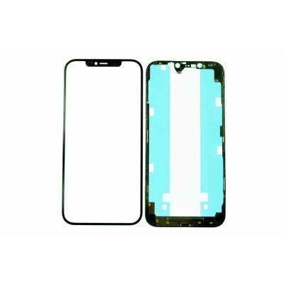 Стекло модуля для Apple iPhone 12 Pro Max в сборе с тачскрином, рамкой и OCA пленкой Черный - OR (Mitsubishi)