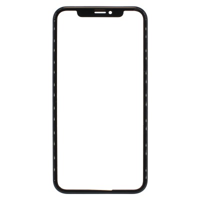 Стекло модуля для Apple iPhone Xr в сборе с рамкой и OCA пленкой Черный - OR (Mitsubishi)