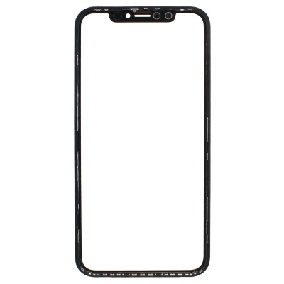 Стекло модуля для Apple iPhone Xr в сборе с рамкой и OCA пленкой Черный - OR (Mitsubishi)