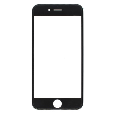 Стекло модуля для Apple iPhone 6S в сборе с рамкой и OCA пленкой Черный - OR (Mitsubishi)
