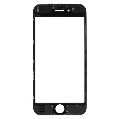 Стекло модуля для Apple iPhone 6S в сборе с рамкой и OCA пленкой Черный - OR (Mitsubishi)