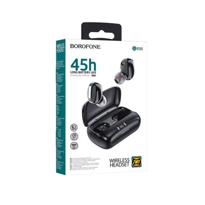 Беспроводные наушники Borofone BE55 (TWS, с дисплеем, вакуумные) Черный